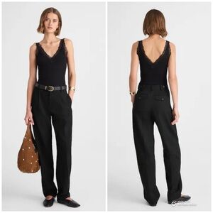 Madewell Black High-Rise Barrel Leg Pants Size 12 NWT Career Office Modern